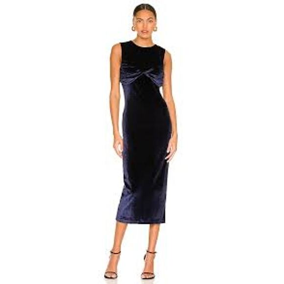 House of Harlow x Revolve Bergamo Midi Dress Velvet Navy Winter Women Medium - Picture 1 of 14